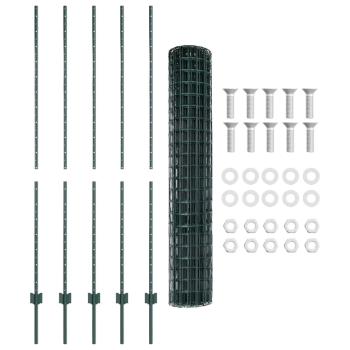 Euro-Zaun Set aus 2 Grün Pulverbeschichteter Stahl 10 x 1,6 m