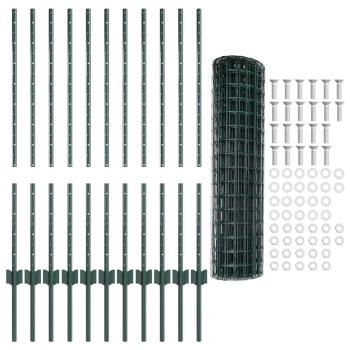 Gartenzaunset Set von 2 Grün Stahl 25 x 1 m Langlebig