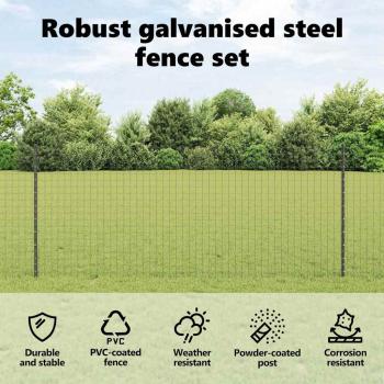 Gartenzaun Set 2er Pack Grau Metall 10 x 1 m Langlebig