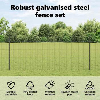 Euro-Zaun mit Pfosten 10 x 1 m PVC-beschichteter Stahl Grau