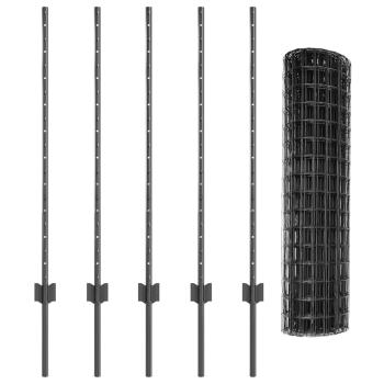 Gartenzaunset 2er Set Grau Metall 10 x 1 m Robust Gartenzaun