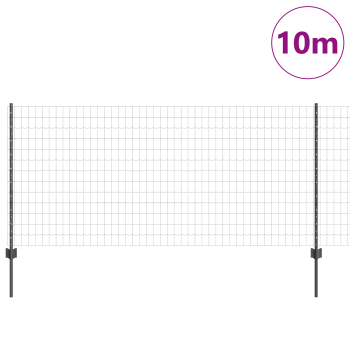 Euro-Zaun mit Pfosten 10 x 1 m PVC-beschichteter Stahl Grau