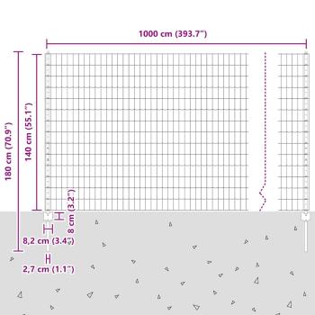 Gartenzaun Set 2-teilig Grau Metall 10 x 1,4 Meter