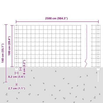 Gartenzaunset 2er Set Grau Pulverbeschichteter Stahl 25 x 1 m