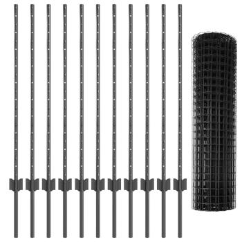 Gartenzaunset 2er Set Grau Pulverbeschichteter Stahl 25 x 1 m