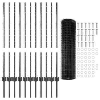 Gartenzaunset 2er Set Grau Pulverbeschichteter Stahl 25 x 1 m