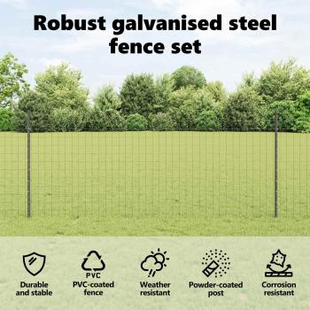 Gartenzaunset Set aus 2 Grau Pulverbeschichteter Stahl 10 x 1 m