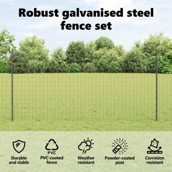 Euro Zaun Set mit 2 Grau Metall 10 x 1,2 m Langlebig