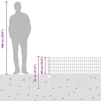 Euro-Zaun mit Pfosten 10 x 0,4 m Verzinkter Stahl Silber Netz