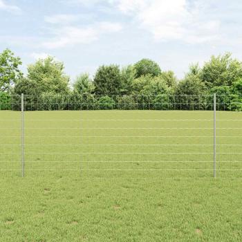 ARDEBO.de - Euro-Zaun mit Pfosten 10 x 1 m Verzinkter Stahl Silber Netz