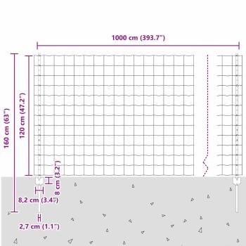 Gartenzaunset Set aus 2 Feuerverzinkter Stahl 10 x 1,2 m