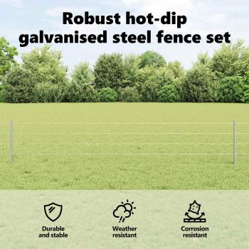 Gartenzaun Set Set aus 2 Feuerverzinktes Silber