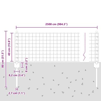 Gartenzaun Set Set aus 2 Feuerverzinktes Silber