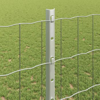 Euro-Zaun mit Pfosten 25 x 1,2 m Verzinkter Stahl Silber Netz