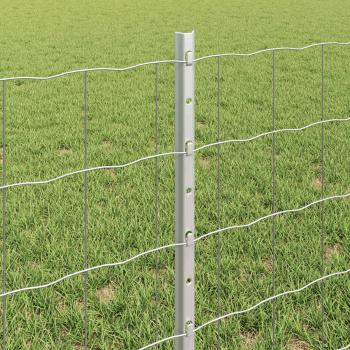 Euro-Zaun mit Pfosten 25 x 0,6 m Verzinkter Stahl Silber Netz