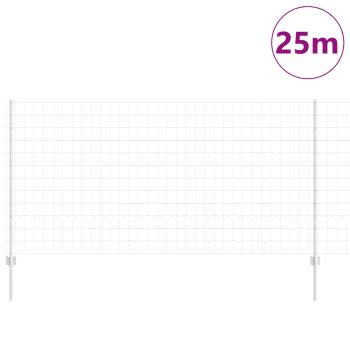 Euro-Zaun mit Pfosten 25 x 1,2 m Verzinkter Stahl Silber Netz