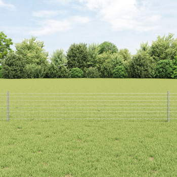 Euro-Zaun mit Pfosten 50 x 0,4 m Verzinkter Stahl Silber Netz