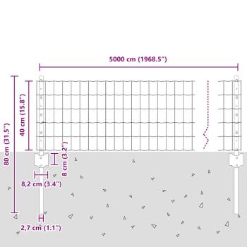 Gartenzaun Set Set mit 3 Galvanisierter Stahl Mittel Erweiterbar