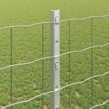 Euro-Zaun mit Pfosten 25 x 1,2 m Verzinkter Stahl Silber Netz