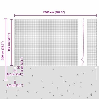 Gartenzaunset Set aus 2 Grau Metall 25 x 1,5 m Langlebig
