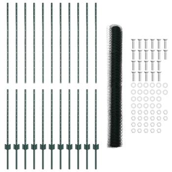 Gartenzaun-Set Set aus 2 Grün Metall, Kunststoff 25 x 1,5 m
