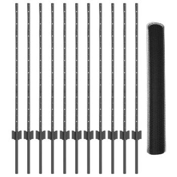Gartenzaun Set Set von 2 Grau Metall 25 x 1 m Langlebig