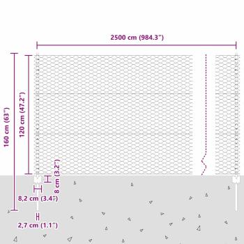 Metallgartenzaunset Set aus 2 Grau, Schwarz Metall 25 x 1,2 m
