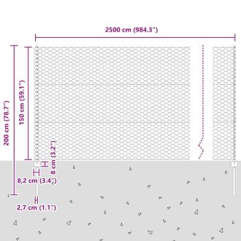Gartenzaunset Set aus 2 Grau Metall 25 x 1,5 m Robust