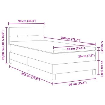 Boxspringbett mit Matratze Dunkelbraun 90x200 cm Stoff