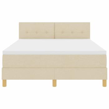 Boxspringbett mit Kissen mit Kopfteil Creme 140 x 200 cm Stoff