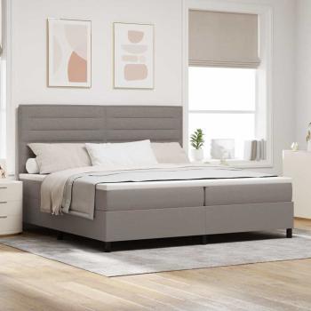 Taupe Boxspringbett mit Matratze 200x200 cm Stoff