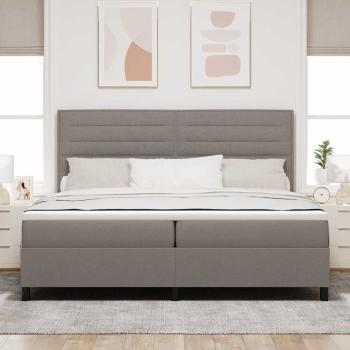 Taupe Boxspringbett mit Matratze 200x200 cm Stoff