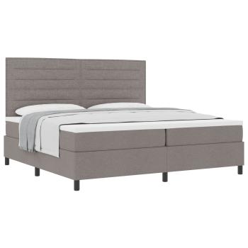 Taupe Boxspringbett mit Matratze 200x200 cm Stoff