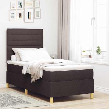 Boxspringbett mit Matratze Dunkelbraun 100x200 cm Stoff