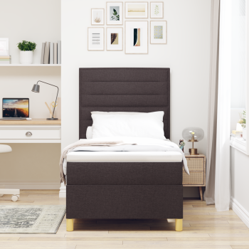Boxspringbett mit Matratze Dunkelbraun 100x200 cm Stoff