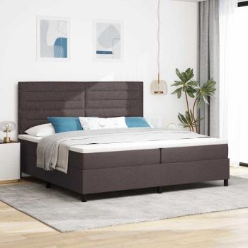 ARDEBO.de - Boxspringbett mit Matratze & LED Dunkelbraun 200x200 cm Stoff