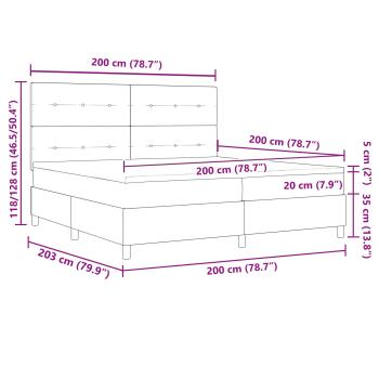 Boxspringbett mit Matratze & LED Blau 200x200 cm Stoff