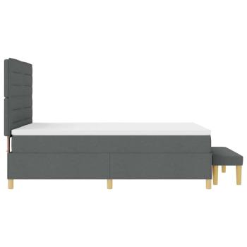 ARDEBO.de - Boxspringbett mit Matratze & Bank Dunkelgrau 140x200 cm Stoff