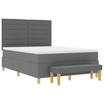 Boxspringbett mit Matratze & Bank Dunkelgrau 140x200 cm Stoff