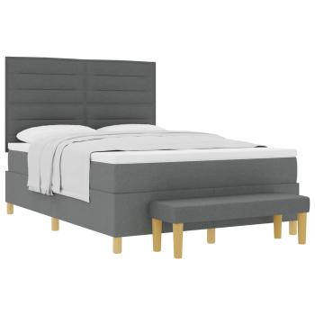 Boxspringbett mit Matratze & Bank Dunkelgrau 140x200 cm Stoff