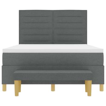 Boxspringbett mit Matratze & Bank Dunkelgrau 140x200 cm Stoff