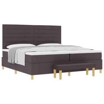 Boxspringbett mit Matratze & Bank Dunkelbraun 200x200 cm Stoff