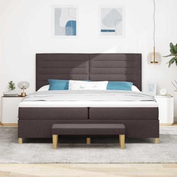 Boxspringbett mit Matratze & Bank Dunkelbraun 200x200 cm Stoff