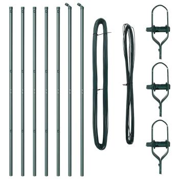 Zaunpfosten Set 7 Teile Grün Metall