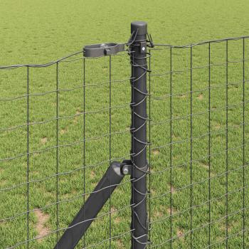 Zaunpfosten Set 7 Teile Grau Metall