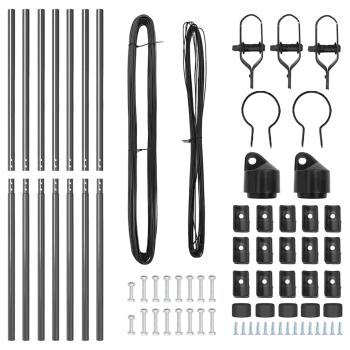 Zaunpfosten Set 7 Teile Grau Metall