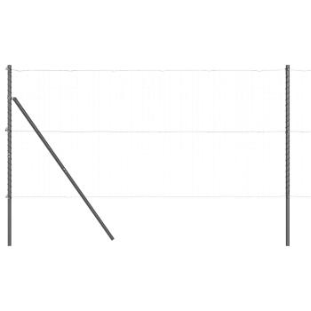 Zaunpfosten Set 7 Teile Grau Metall