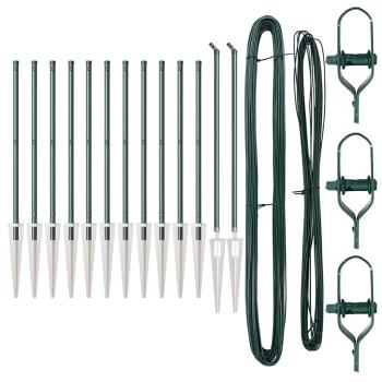 Zaunpfosten Set mit Spitze Set von 13 Grün Kunststoff