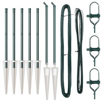 Zaunpfosten Set mit Spitze Set von 7 Grün Metall
