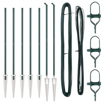 Zaunpfosten mit Spike 7 Stück Ø32 mm 170 cm feuerverzinkter Stahl